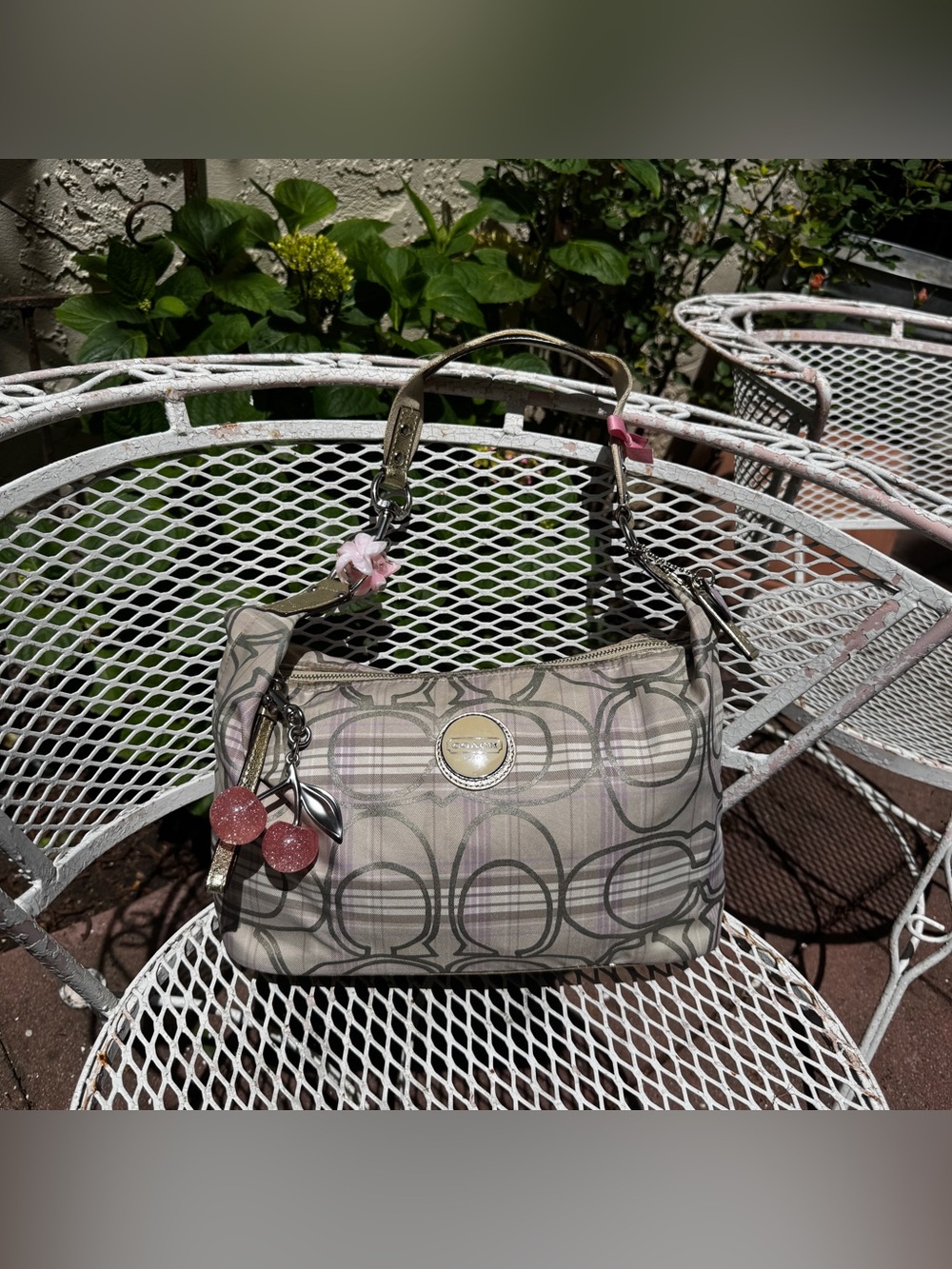 Y2K Plaid Monogramed Coach Bag